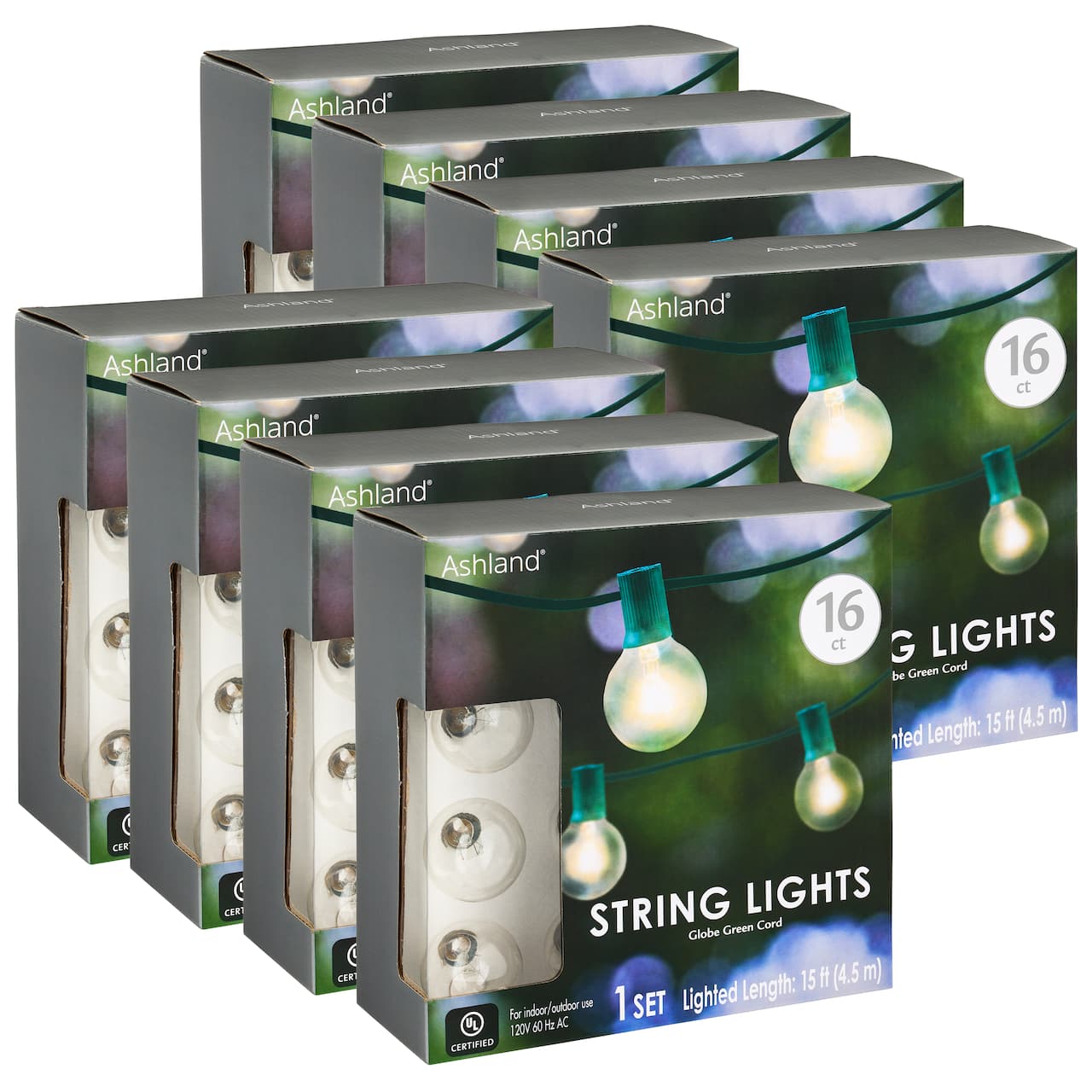 8 Pack: 16ct. Round G40 Bulb String Lights by Ashland&#x2122;